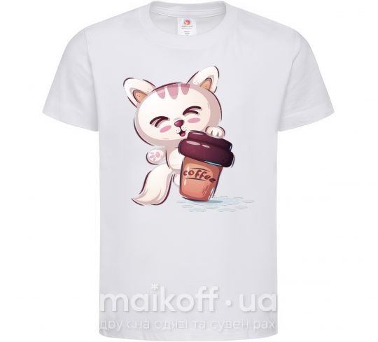 Дитяча футболка Coffee kitten Білий фото