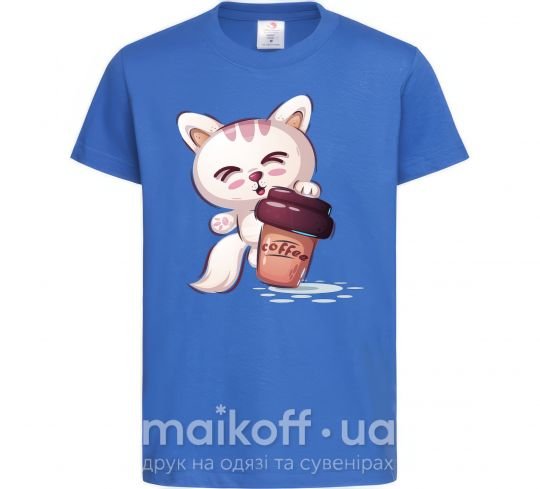 Детская футболка Coffee kitten Ярко-синий фото