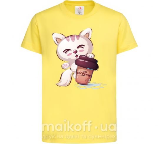 Детская футболка Coffee kitten Лимонный фото