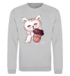 Свитшот Coffee kitten Серый меланж фото