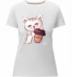 Женская премиум футболка Coffee kitten Белый фото