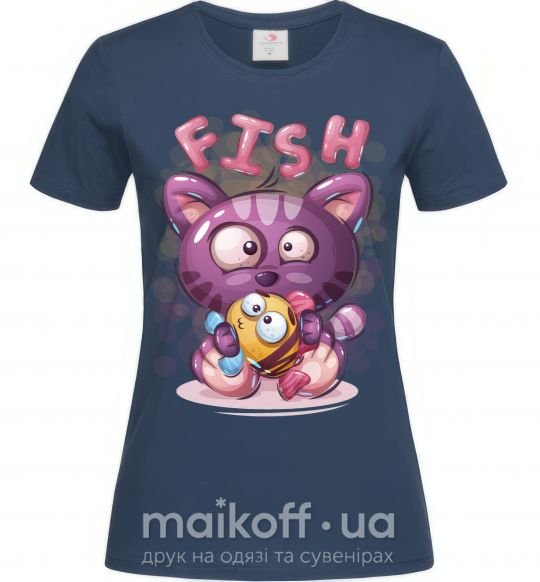 Женская футболка Fish and kitten Темно-синий фото