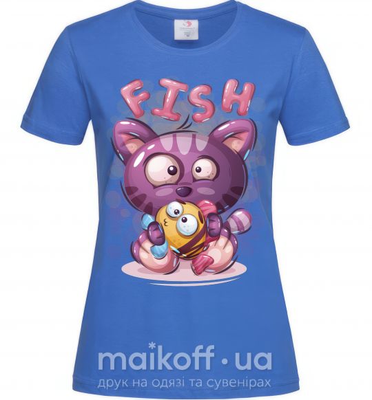 Женская футболка Fish and kitten Ярко-синий фото