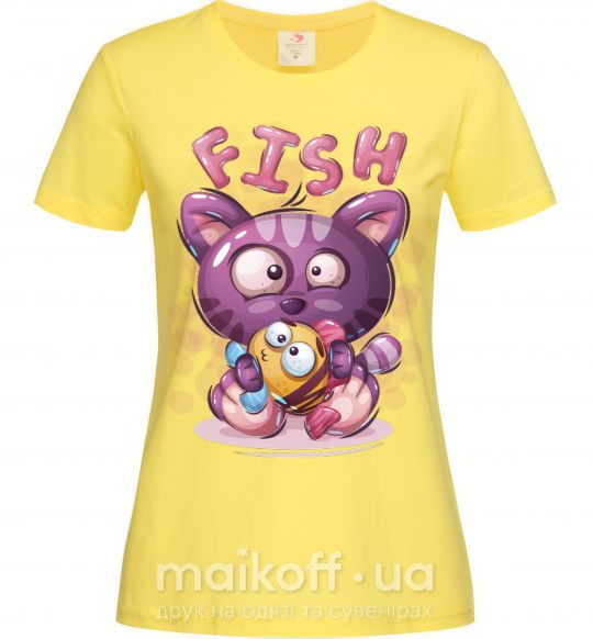 Женская футболка Fish and kitten Лимонный фото