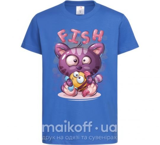 Детская футболка Fish and kitten Ярко-синий фото