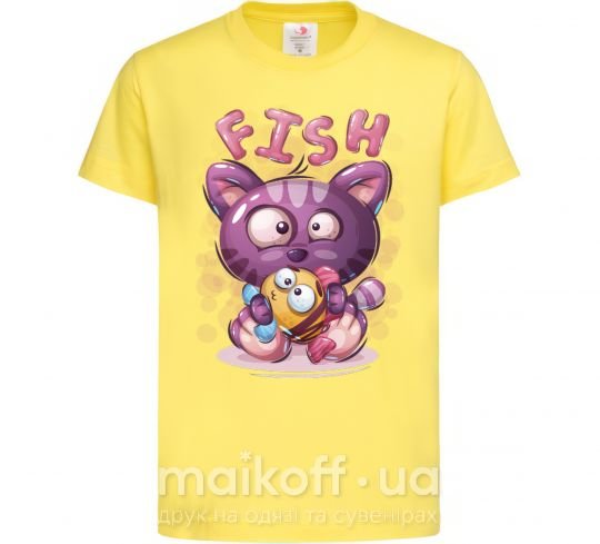 Детская футболка Fish and kitten Лимонный фото