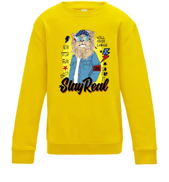 Детский Свитшот Lion Stay real Солнечно желтый фото