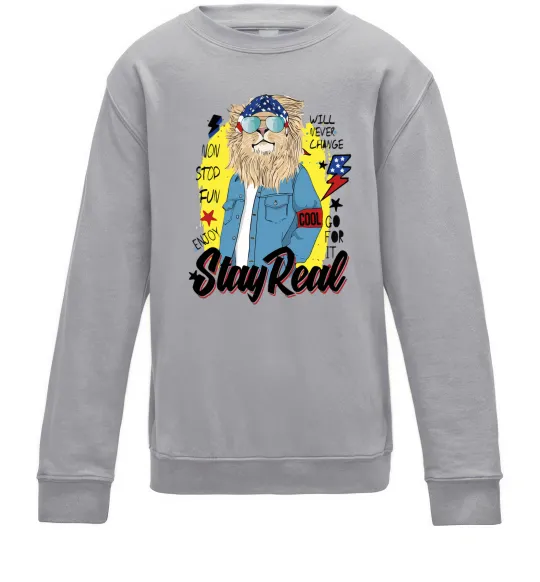 Детский Свитшот Lion Stay real Серый меланж фото