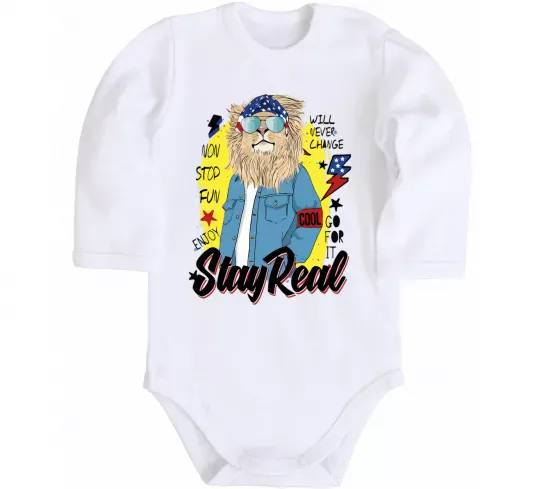 Детский боди Lion Stay real Белый фото