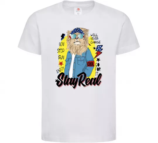 Дитяча футболка Lion Stay real Білий фото