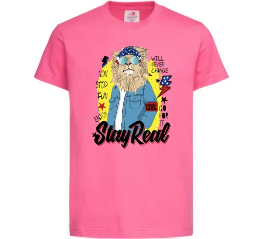 Дитяча футболка Lion Stay real Яскраво-рожевий фото