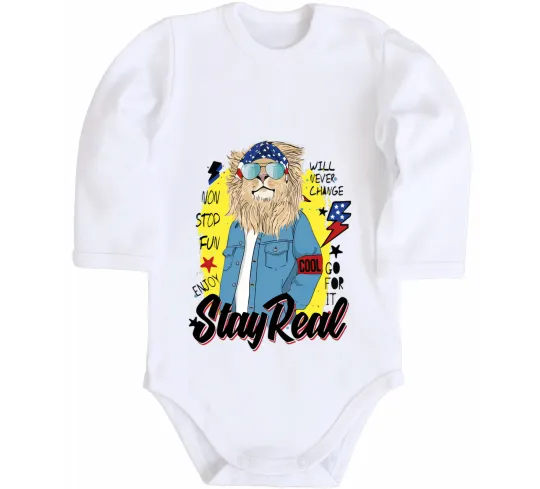 Детский боди Lion Stay real Белый фото
