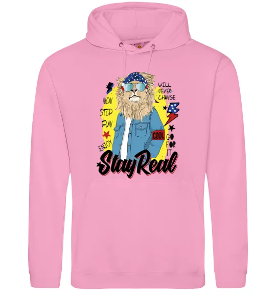 Чоловіча толстовка (худі) Lion Stay real Рожевий фото