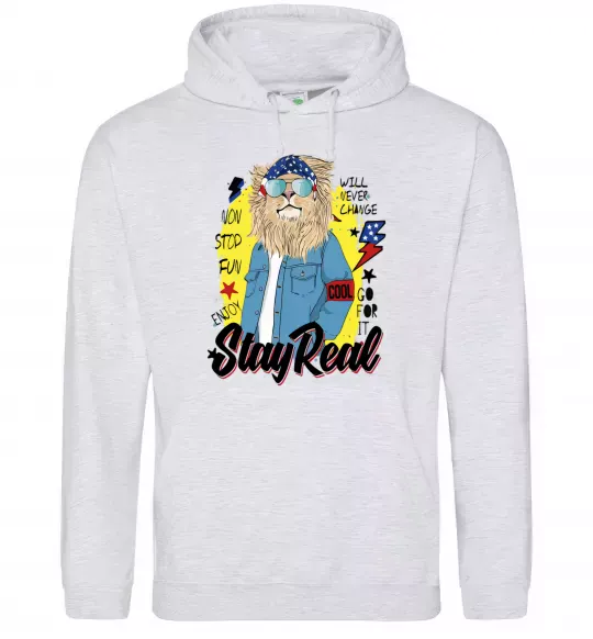 Жіноча толстовка (худі) Lion Stay real Сірий меланж фото