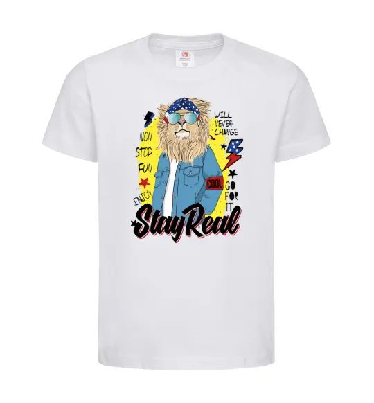 Детская футболка Lion Stay real Белый фото