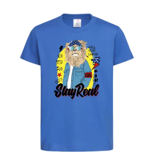 Детская футболка Lion Stay real Ярко-синий фото