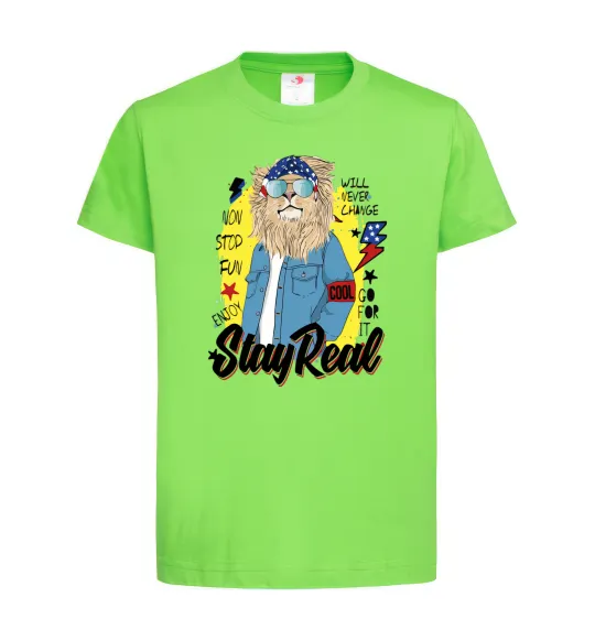 Детская футболка Lion Stay real Лаймовый фото