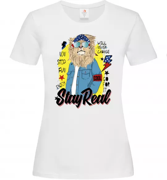 Женская футболка Lion Stay real Белый фото
