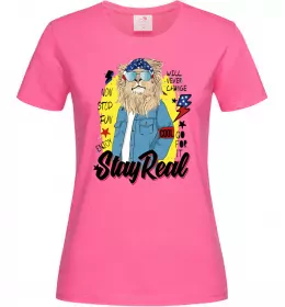 Женская футболка Lion Stay real Ярко-розовый фото
