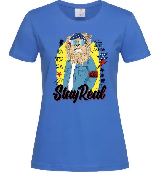 Женская футболка Lion Stay real Ярко-синий фото