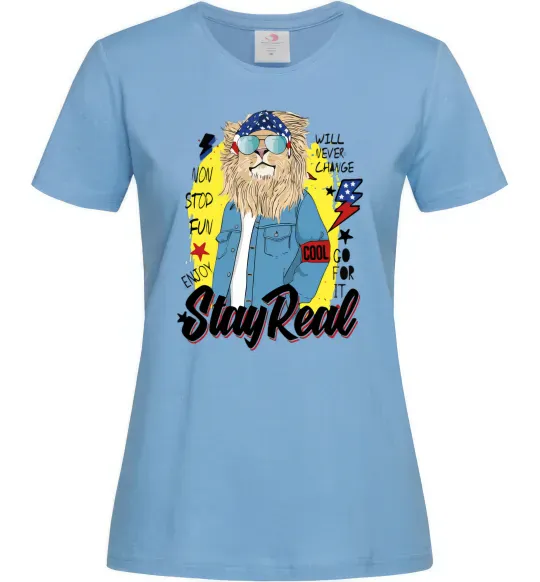 Женская футболка Lion Stay real Голубой фото