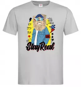 Чоловіча футболка Lion Stay real Сірий фото