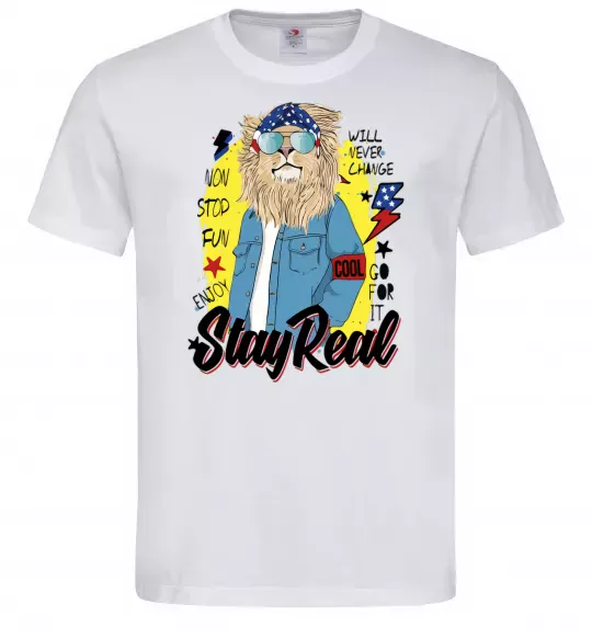 Чоловіча футболка Lion Stay real Білий фото