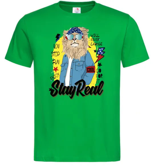 Чоловіча футболка Lion Stay real Зелений фото