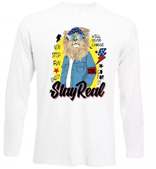 Лонгслив Lion Stay real Белый фото