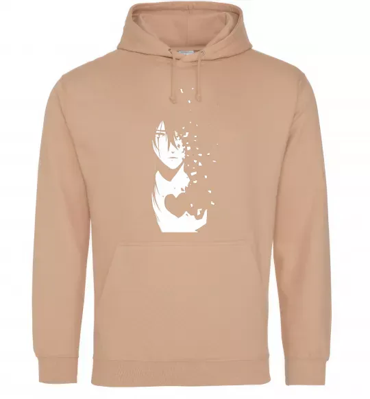 Мужская толстовка (худи) Anime boy without heart Песочный фото