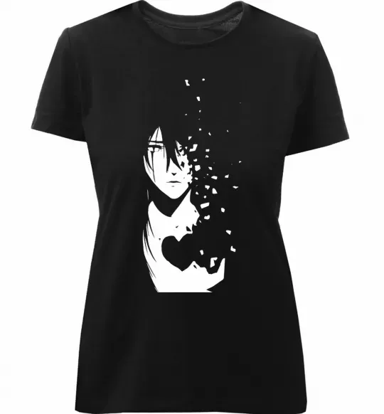 Жіноча преміум футболка Anime boy without heart Чорний фото