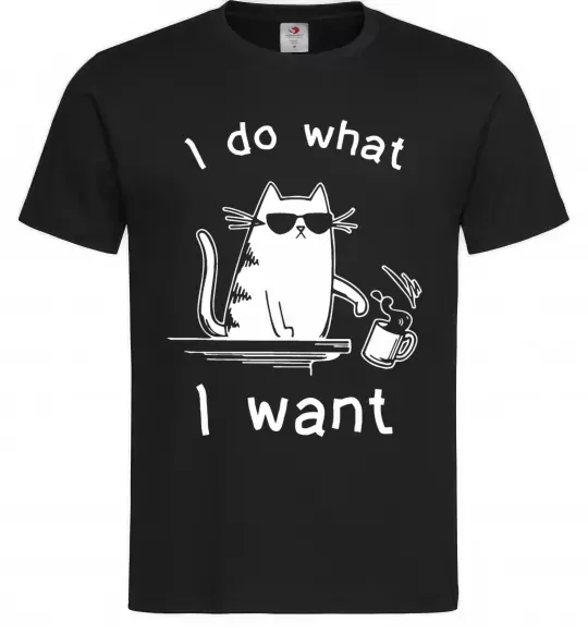 Чоловіча футболка I do what i want cat Чорний фото