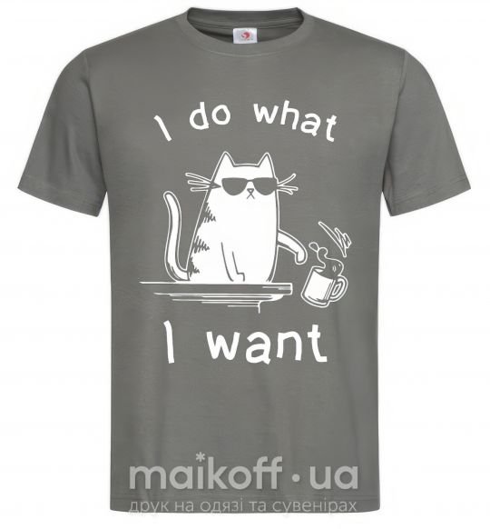Мужская футболка I do what i want cat Графит фото