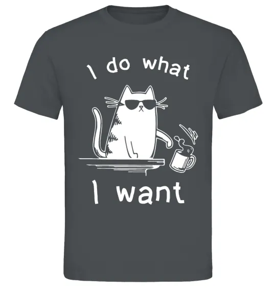 Чоловіча футболка I do what i want cat Графіт фото