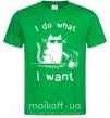 Мужская футболка I do what i want cat Зеленый фото