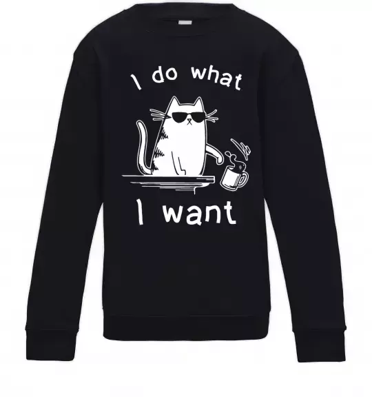 Детский Свитшот I do what i want cat Черный фото