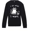 Детский Свитшот I do what i want cat Черный фото