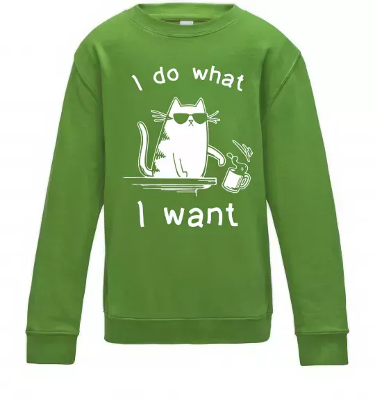 Детский Свитшот I do what i want cat Лаймовый фото