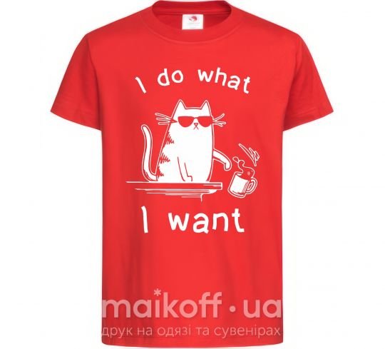 Дитяча футболка I do what i want cat Червоний фото