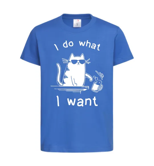 Детская футболка I do what i want cat Ярко-синий фото
