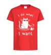 Детская футболка I do what i want cat Красный фото