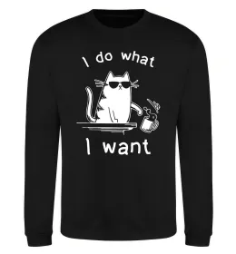 Світшот I do what i want cat Чорний фото
