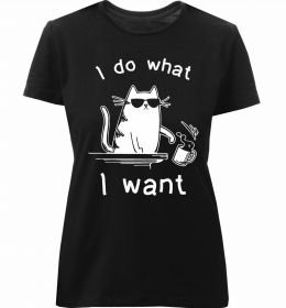 Женская премиум футболка I do what i want cat