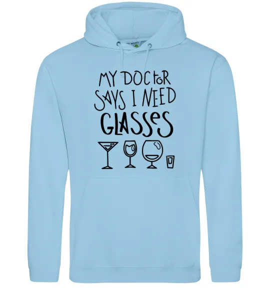 Мужская толстовка (худи) I need some glasses Голубой фото