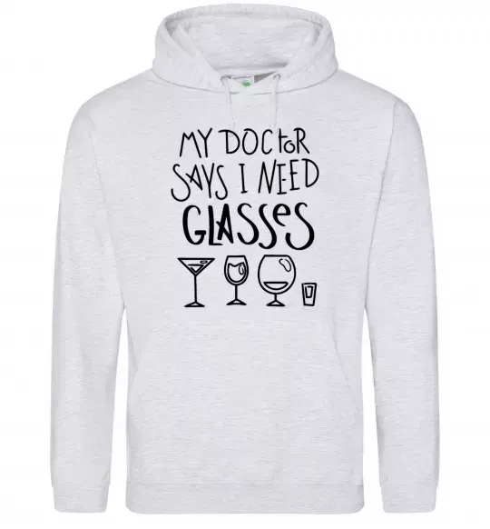 Женская толстовка (худи) I need some glasses Серый меланж фото