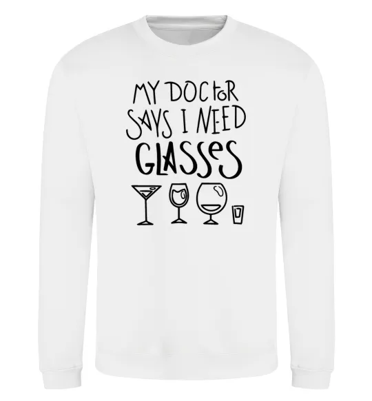 Світшот I need some glasses Білий фото