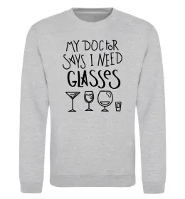 Світшот I need some glasses Сірий меланж фото
