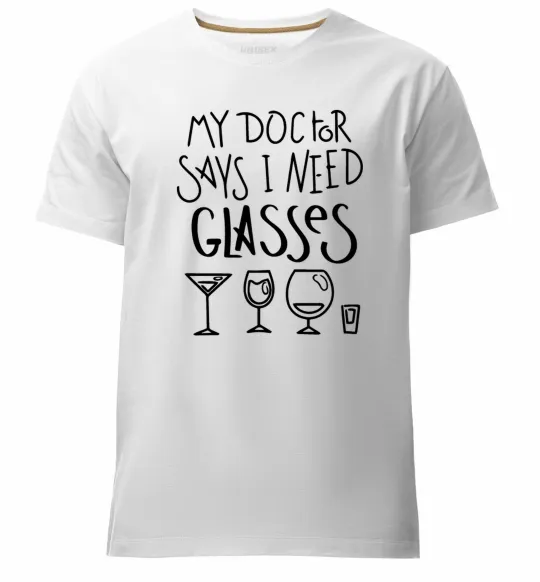 Мужская премиум футболка I need some glasses Белый фото