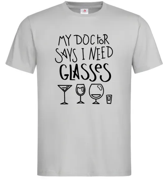 Мужская футболка I need some glasses Серый фото