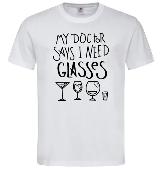 Мужская футболка I need some glasses Белый фото